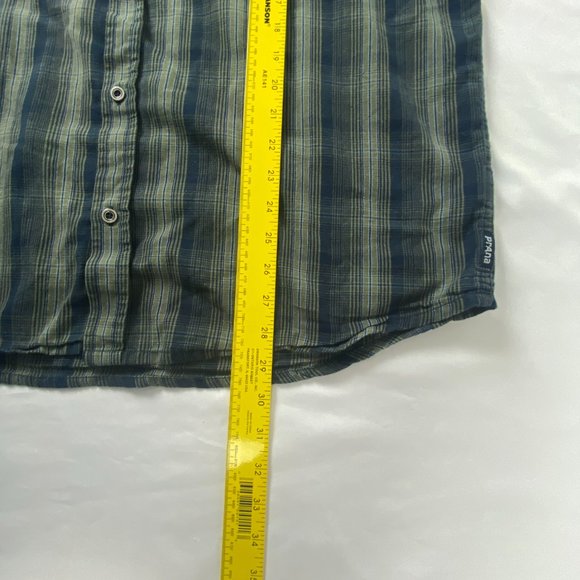 Prana Shirt Adult XL Holton Long Sleeve Button Up Green Blue Plaid Check Men - Picture 9 of 11